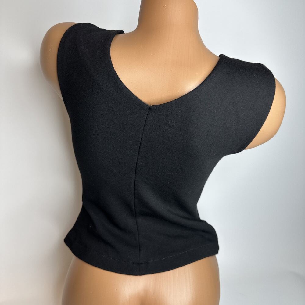 Bailey 44 Black Faux Suede V Neck Tank Top Small Sleeveless Minimalist Blouse S - Picture 2 of 8